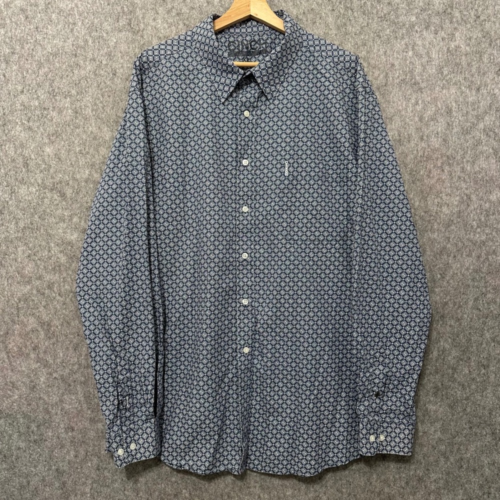 Cinch Modern Fit Men's 2XL Blue Geometric Print Long Sleeve Button‎ Down Shirt